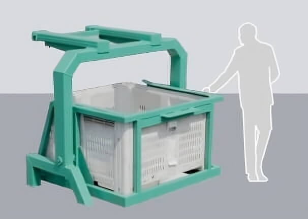 Volteador de bins para grua horquillea